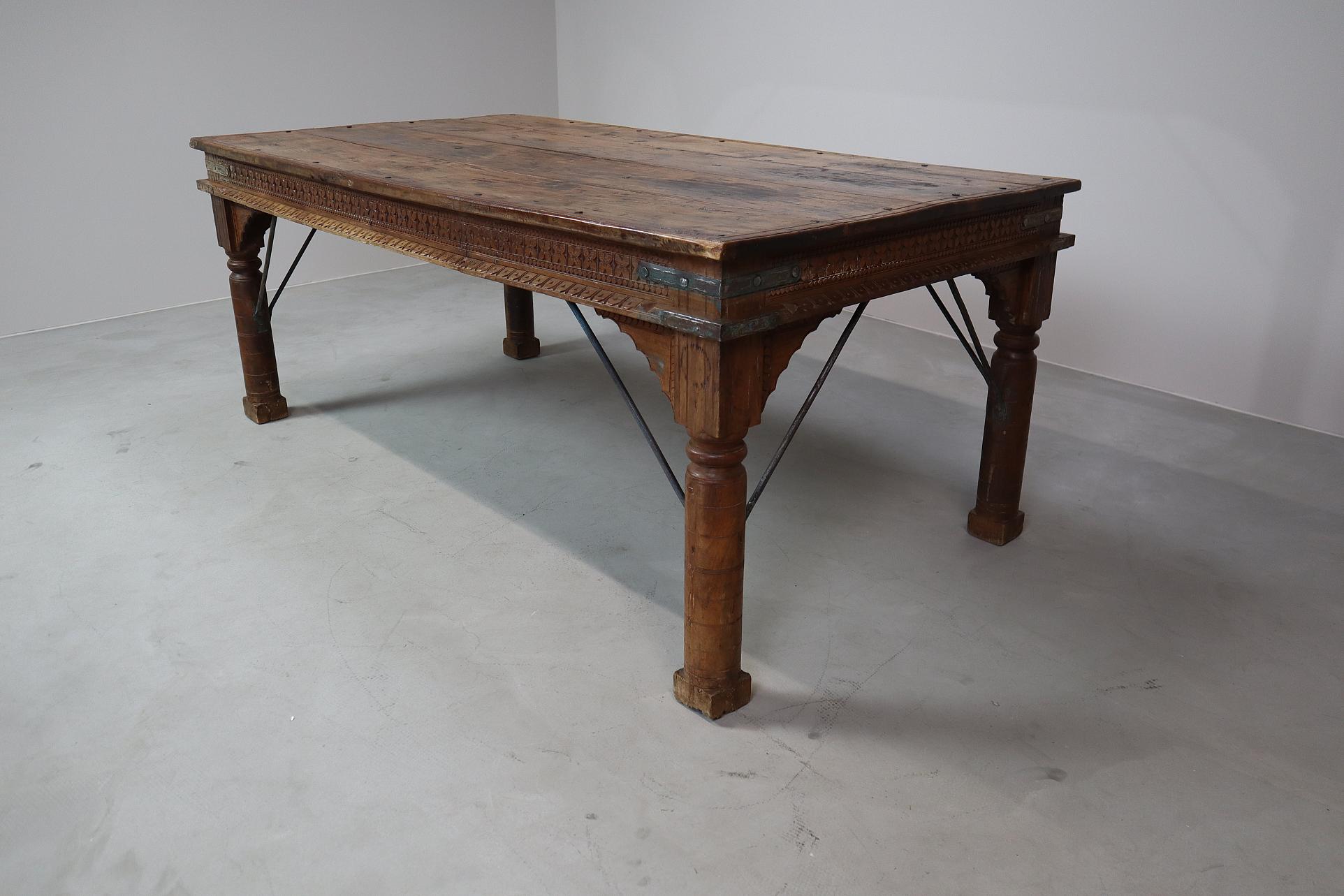Indonesian hand-carved Teak dining table