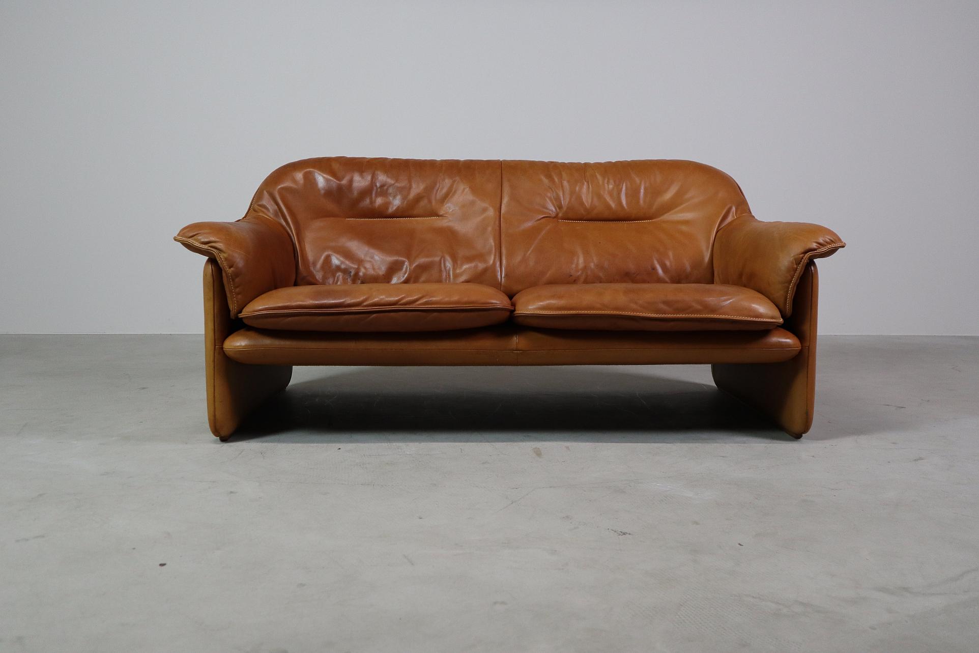 DS-16 Cognac leather sofa by De Sede