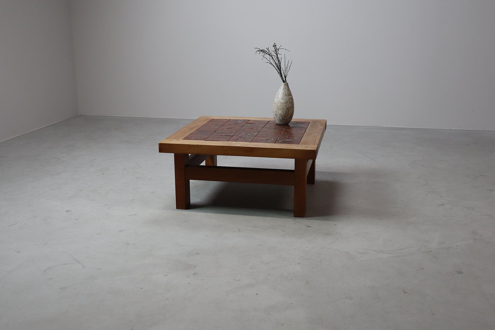Botanical ceramic tile coffee table