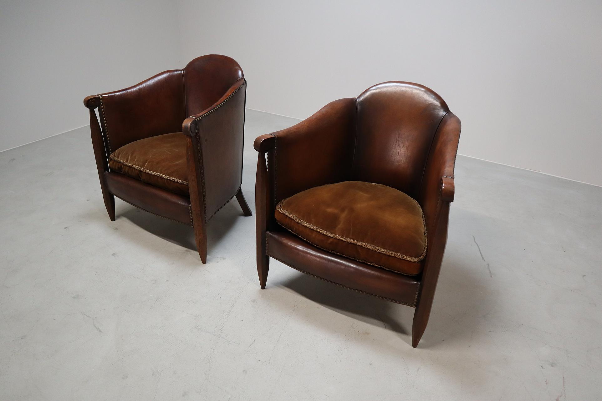 Pair of De Coene Art Deco club chairs